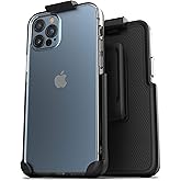 Encased Clear Back Holster Series Designed for iPhone 12/ iPhone 12 Pro Belt Clip Case, Protective Slim Design (Transparent Cover)