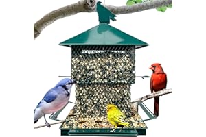 Meleave Bird Feeders Outdoor Hanging, 6.5lb Large Capacity, Heavy Duty Metal Bird Feeder, Supports Cardinal, Finch, Blue Jay 