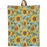 VODRM Sunflower Blanket,Vintage Yellow Floral Aesthetic Throw Blankets,Gifts for Women & Flower Lovers,Lightweight Soft Fleece,for Picnic Sofa Couch Bed Room Travel,Birthday Decor,50x60in