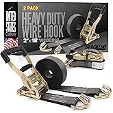 US Cargo Control Blackline Ratchet Straps Heavy Duty (2-Pack), 2 Inch x 18 Foot Black Ratchet Straps with Double J Hooks, 13,000 LBS Break Strength, Heavy Duty Tie Downs for Trucks and Trailers