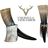 Natural Style Viking Drinking Horn with stand - Authentic Medieval Inspired Mug (16 oz)
