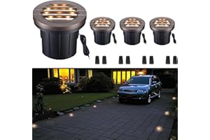 Varmtalys LED Well Light, In Ground Landscape Lights Low Voltage Outdoor, 12V IP67 Waterproof, No Glare Wired Aluminum ORB for Patio Pathway Lawn 6W 350LM 4 Pack