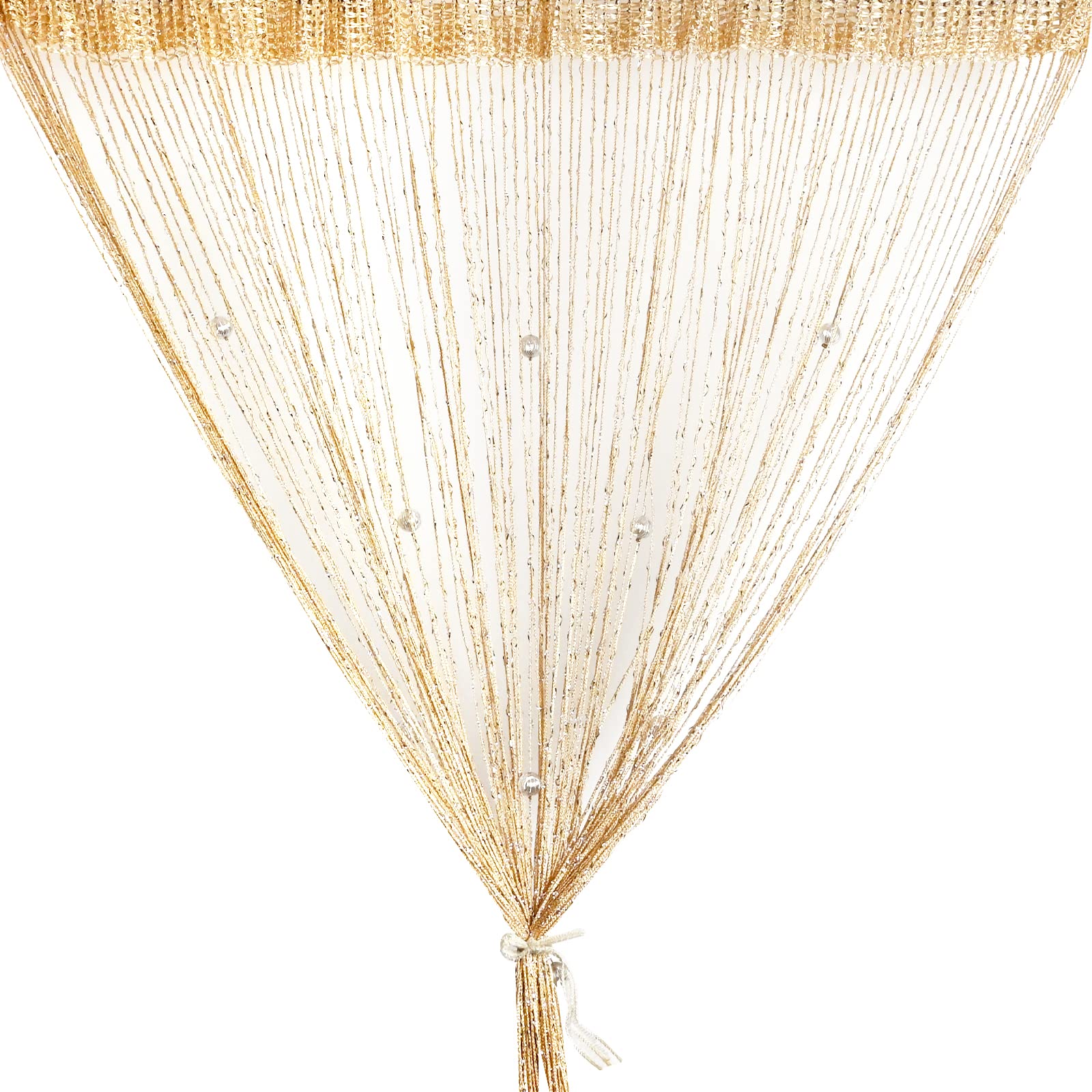 String Curtain Panel, Glitter Door Wall Window Doorways Panel Fly Screen Fringe Room Divider Blinds, Decorative Tassel Ribbon Strip Silver Screen for Living room, Bedroom, Party Event-Bead-Champagne