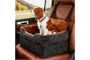 Avont Dog Car Booster Seat for Small/Medium Dogs Under 30 lbs, Elevated Puppy Carseat, Front Seat Pet Car Bed -Black