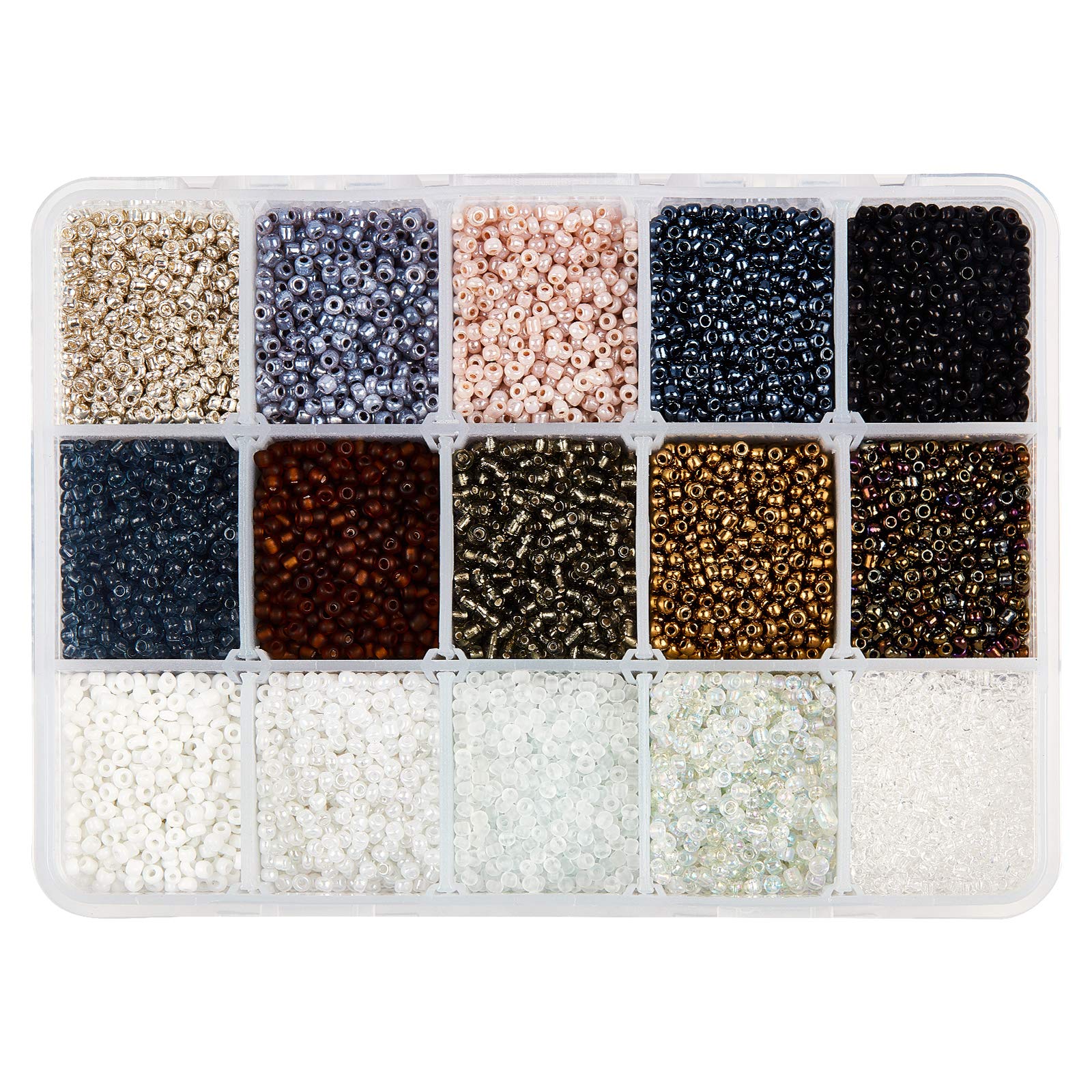 NBEADS 20010 Pcs Glass Round Pony Beads, Mixed 15 Dark Color, 2mm, DIY Craft Bead for Jewelry Making