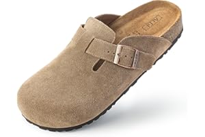 ALGF Women’s Genuine Suede Clogs for Women Slip-On Buckle Slides Women's Mules & Clogs Natural Rubber Cork Footbed Sandals Potato Shoes with Arch Support