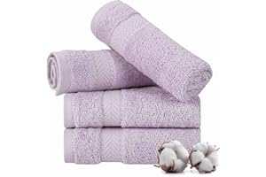 TEXTILOM Washcloths for Body and Face – Hotel and Spa Quality & Soft & Absorbent & Quick Dry Wash Cloths for Your Body – 100% Turkish Cotton Wash Clothes Towel Set of 4 (13 x 13 inches) - Lilac