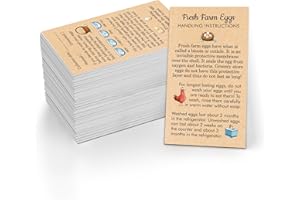 GETHELUD 200 PCS Fresh Farm Egg Handling Instruction Cards, Double-sided Printing Egg Carton Stamp Bulk with Washed/Unwashed Fresh Egg Care Accessories Card Labels for Farm Fresh Eggs (3.5” x 2”)