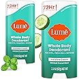 Lume Whole Body Deodorant - Invisible Cream Stick - 72 Hour Odor Control - Aluminum Free, Baking Soda Free, Skin Safe - 2.2 Ounce (Pack of 2) (Minted Cucumber)