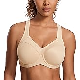 SYROKAN Women's Full Support High Impact Racerback Lightly Lined Underwire Sports Bra
