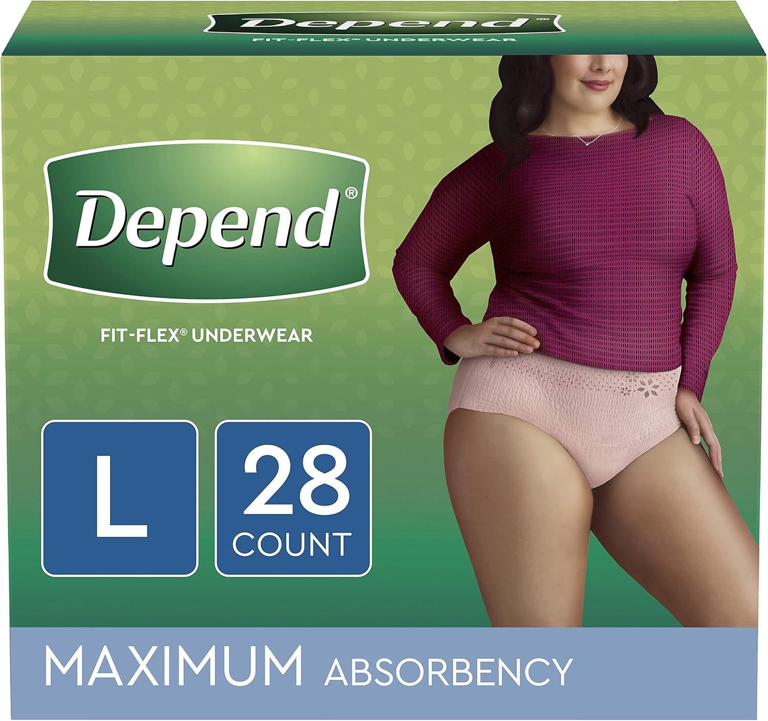 Depend FIT-FLEX Incontinence Underwear for Women, Disposable, Maximum Absorbency, XL, Blush, 26 Count (Packaging May Vary): Industrial & Scientific
