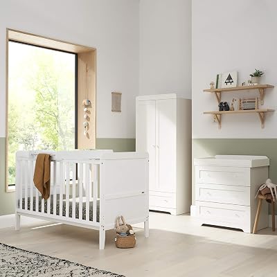 Tutti Bambini Rio 3-Piece Nursery Set White - 2-in-1 Cot Bed, Dresser & Wardrobe