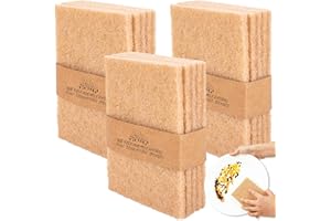 Natural Scouring Pads 15 Pack- Dish Scrubber Non-Scratch Sisal Cleaning Scrub Pads, Eco-Friendly Glass Coconut Fiber Kitchen 