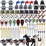 Knights People Accessories Building Block - Medieval Weapon Armor Swords Helmet Horse, Castle Knight Shield Spear, MOC Bricks