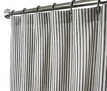 Fabric Shower Curtains Black White Shower Curtain Ticking Stripe