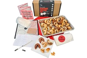 Global Grub DIY Fortune Cookie Kit | Makes 48 | Includes Flour, Sugar, Cocoa Powder, Baking Mat, Paper Fortunes, Edible Ink Pen, Detailed Instructions