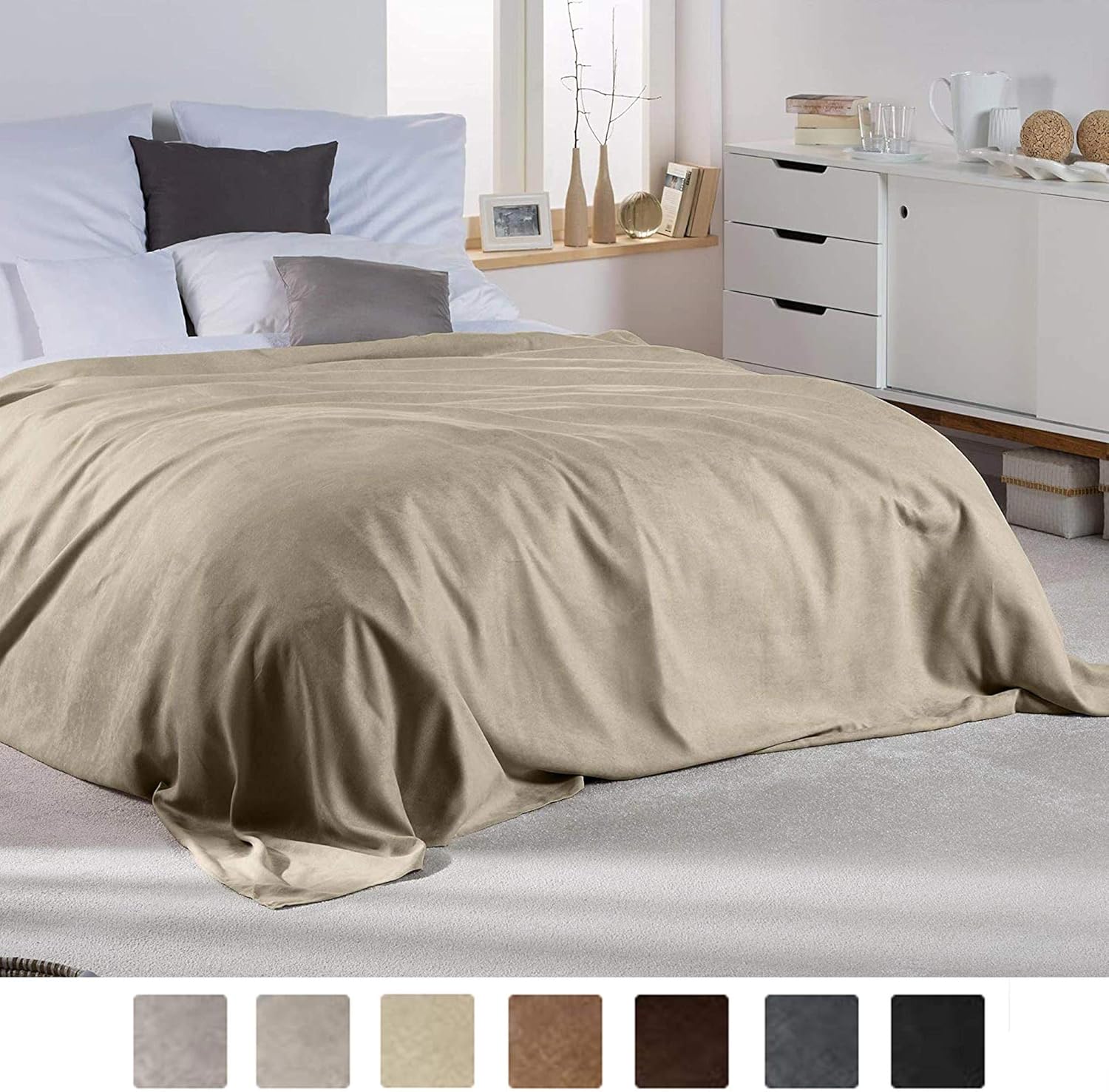 Beautissu Romantica Couverture Plaid 210x280cm Couvrelit ou Sofa jeté de canapé Effet