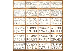 HeipokLife 3/4, 1, 2 Inch Letter Stencils and Templates for Painting, 24 Pack Reusable Plastic Alphabet Number Stencils for C