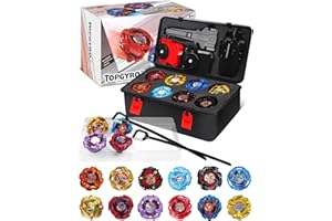 X Battle Set with Storage Portable Box, 12 Right Blade Tops, 3 Launchers and 1 Grip, Spinning Gyro Battling Pack, Boys Kids T