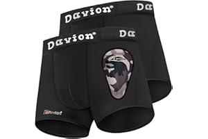 Davion 2-Pack Boys Underwear with 1 Soft Protective Athletic Cup Youth Briefs for Football, Baseball, Lacrosse