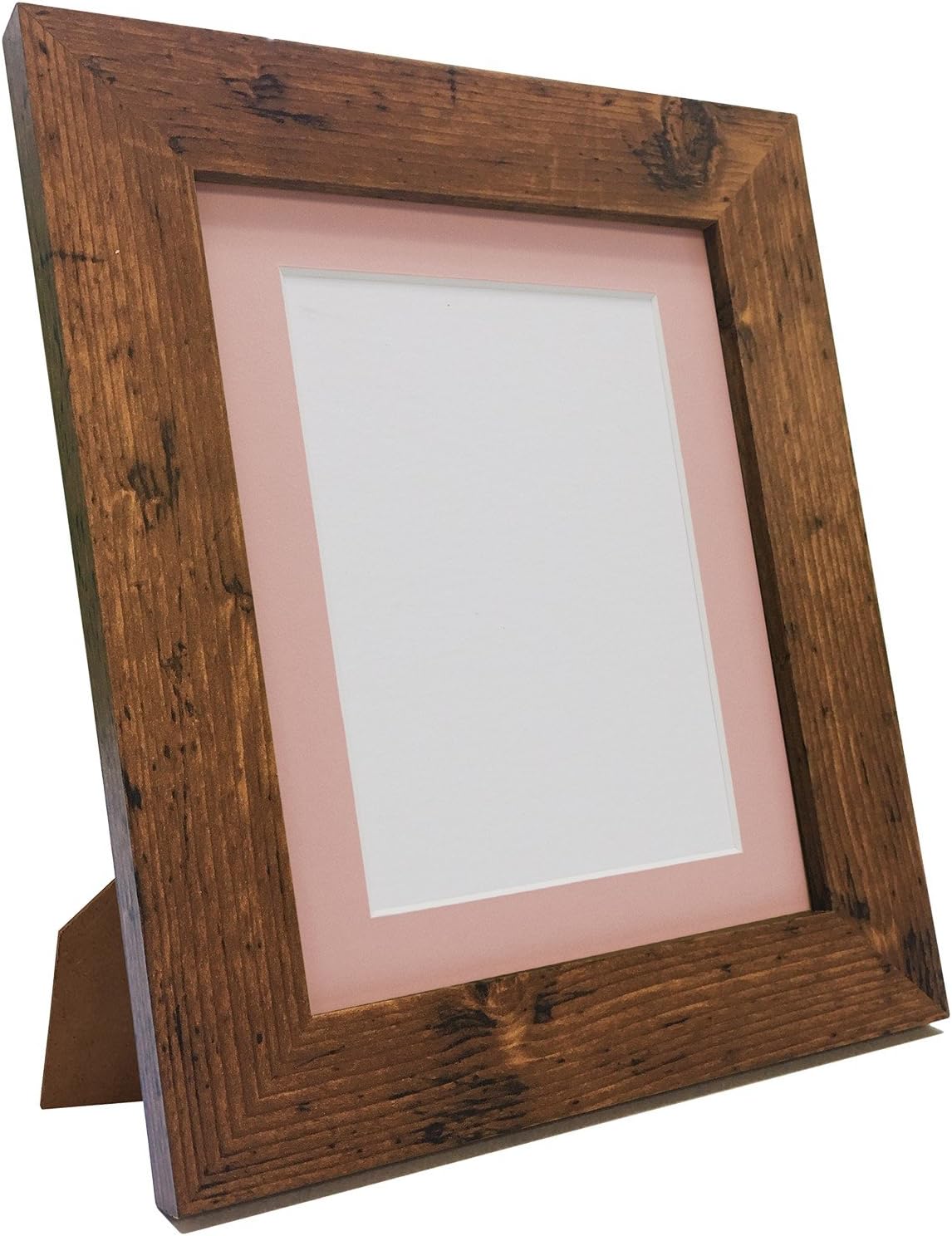 FRAMES BY POST Metro Vintage Wood Photo Picture Poster Frame with Pink Mount A1 Image Size A2 (Plastic Glass)