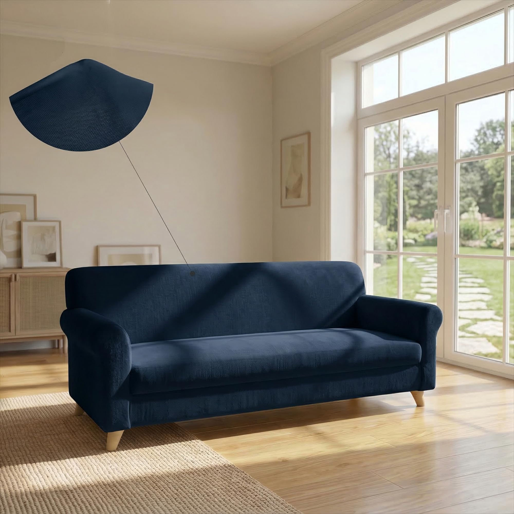 Italian Bed Linen Più Bello bielastic Sofa Cover Dark Blue, 4 Places, 4 Seats