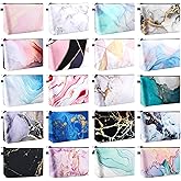 Dunzy 20 Pcs Makeup Bag Gifts for Women Bulk Canvas Cosmetic Bag with Zipper Pouch Waterproof Travel Pouch Toiletry for Women Teacher Birthday Valentines (Marble)