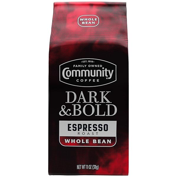 COMMUNITY COFFEE DARK & BOLD ESPRESSO BLEND, DARK ROAST WHOLE BEAN COFFEE, 11 OUNCE BAG (PACK OF 1)