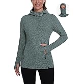 Soneven Women's Fleece Running Pullover Sweaters Winter Cowl Neck Sweatshirt Thermal Shirt Athletic Sweaters with Thumbholes