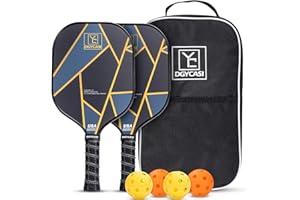 YC DGYCASI Pickleball Paddles Set of 2, 2025 USAPA Approved Carbon Fiber Surface Pickleball Set, Lightweight Pickle Ball Rackets 2 Pack, 2 Outdoor Pickleball, 2 Indoor Pickleball, 1 Pickleball Bag