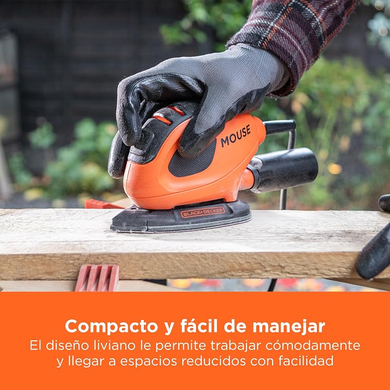 Black+decker bew230bca mouse detail lixadeira 55w 11.000 rpm com diâmetro de órbita de 1,5 mm inclui 10 acessórios e bolsa de transporte