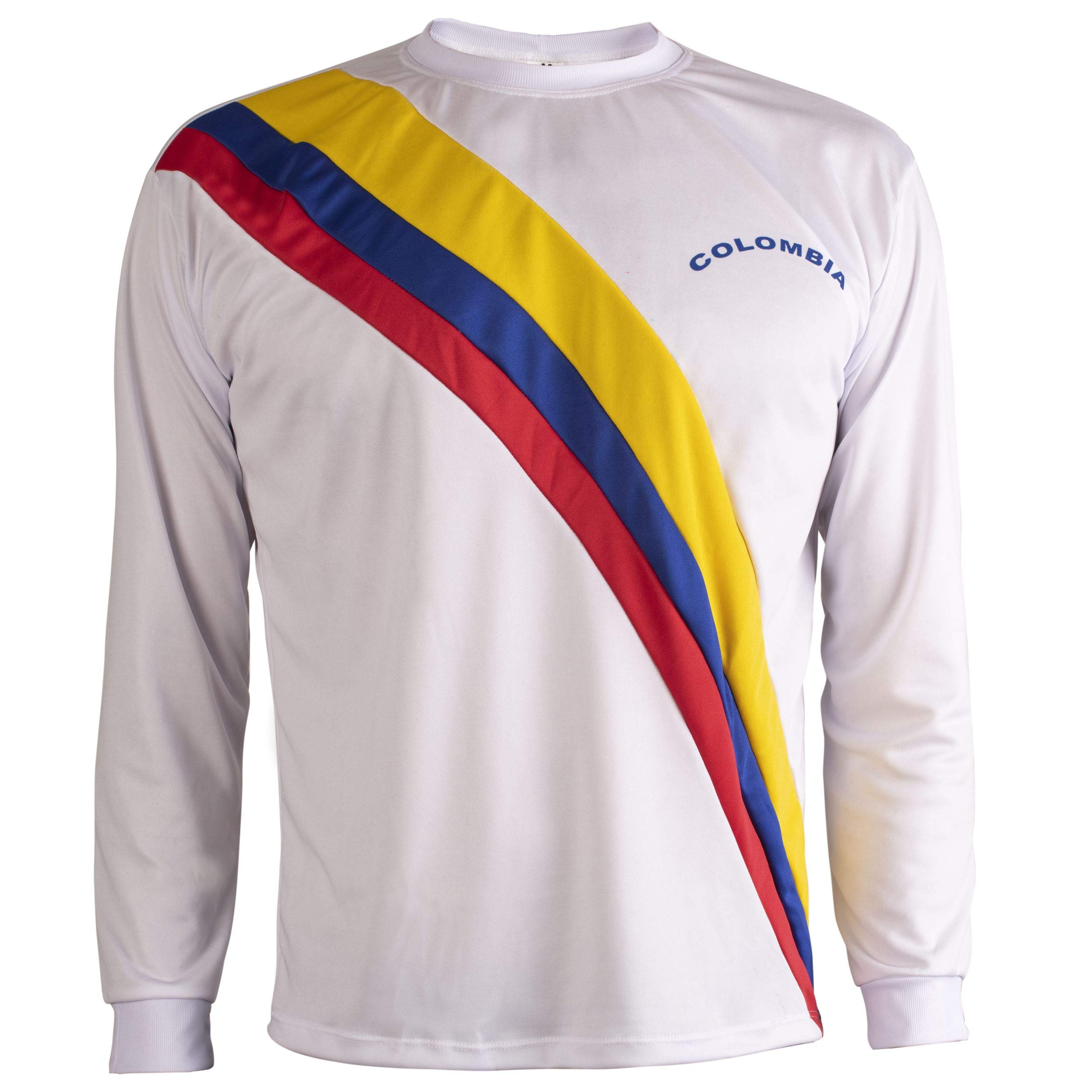 JL Sport Colombia Shirt Retro Football Long Sleeve Mens Top - S White