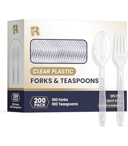 Plastic Silverware 300 Count Heavy Duty Plastic Cutlery Set Clear Clear Plastic Knives Heavy Duty - Foto 7