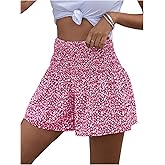 GORGLITTER Women's Floral Flowy Shorts Wide Leg High Waisted Summer Boho Shorts
