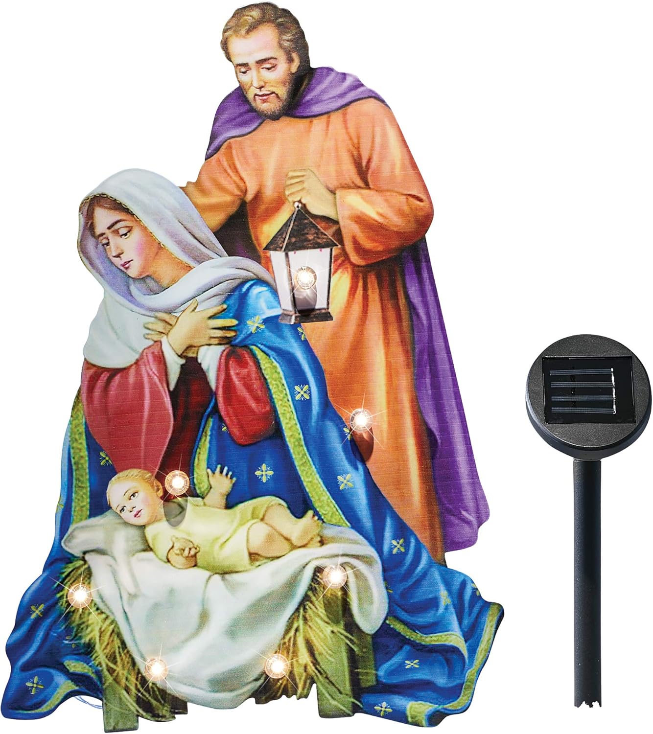 Decorative Garden Stakes - Collections Etc Solar Powered LED Lights Nativity Scene Metal Lawn Stake 12