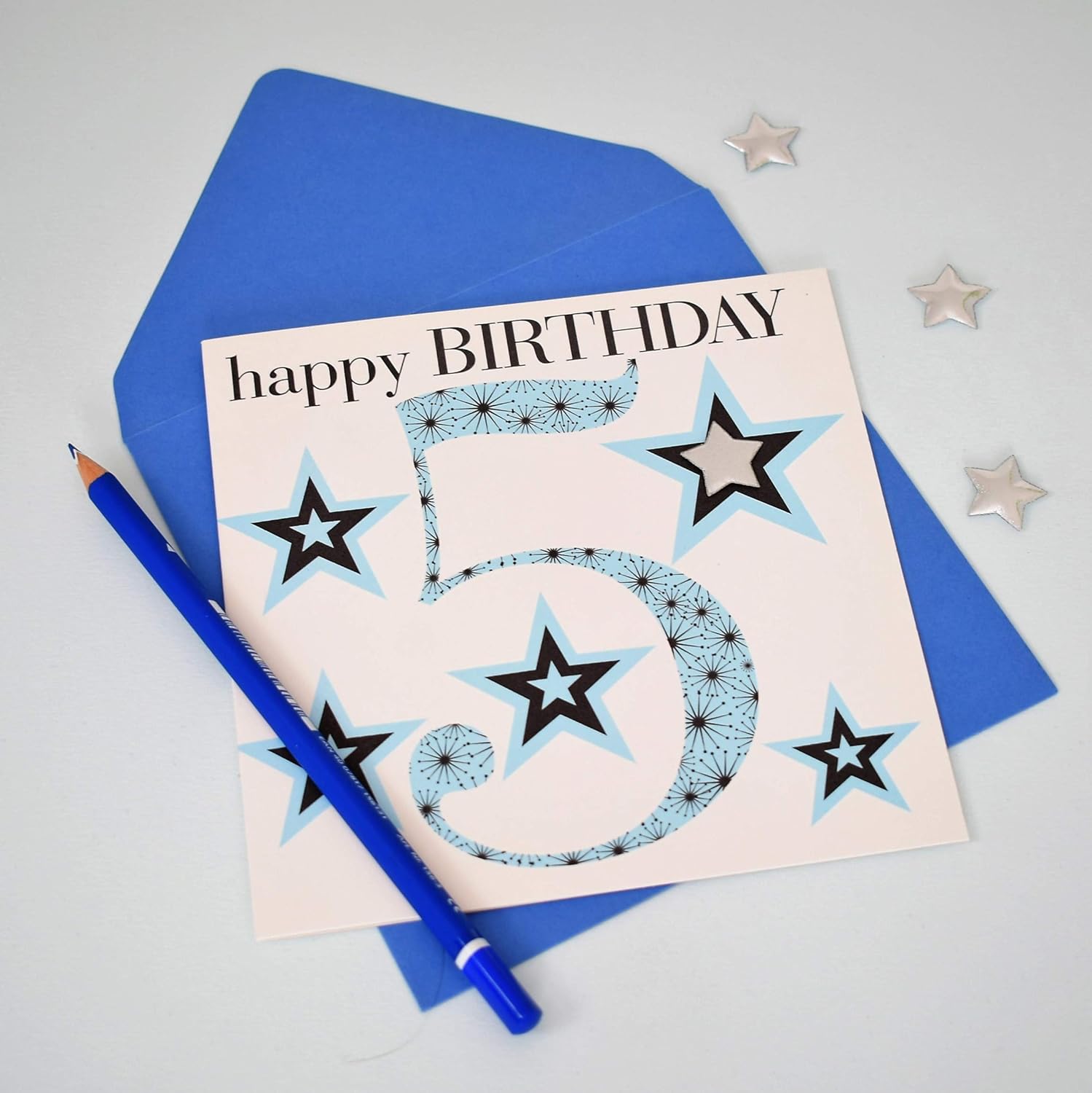 Claire Giles Ages Age 5 Boy Birthday Card AGE05B, Blue, 150mm x 150mm - Image 5