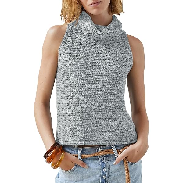 トップス mare Hight Neck Sleeve Less Knit Amarmia Womens Cowl Neck Knit Sweater Vest Sleeveless Casual