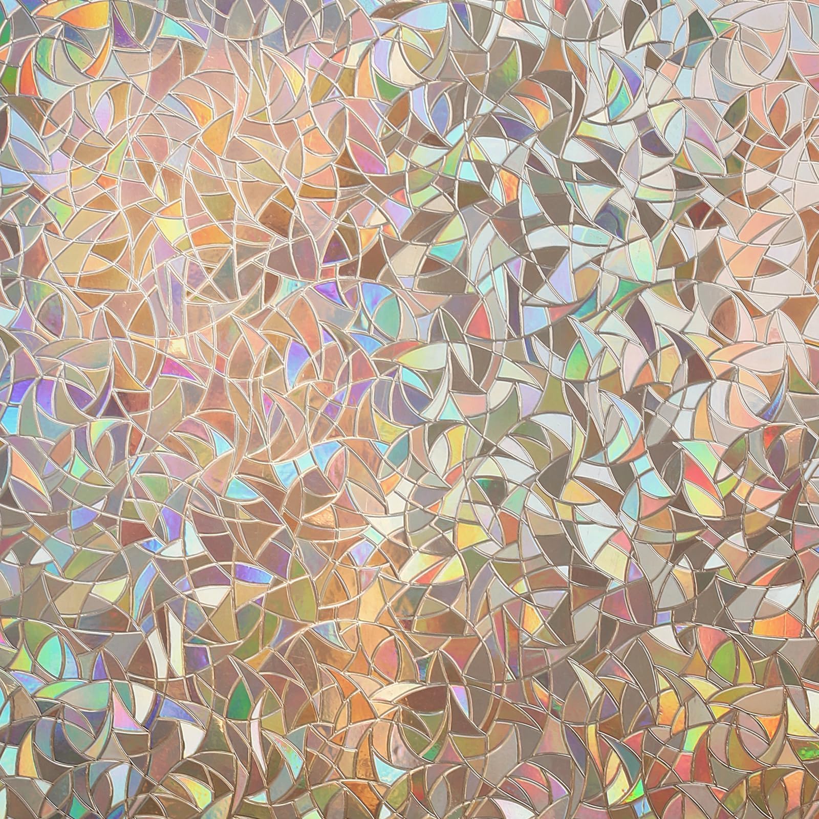 Photo 1 of rabbitgoo Window Privacy Film Rainbow Film Decorative Window Sticker, 3D Static Stained Glass Cling Tint for Home Heat Control Non-Adhesive, Brown, 17.5 x 78.7 inches