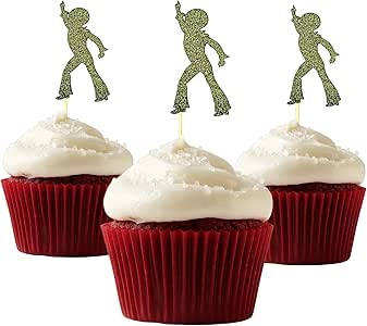 Amazon Com Disco Dancing Cup Cake Topper Dancer Glitter Card