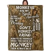 RQTWC Monkey Throw Blanket Gifts for Boys Girls Kids Adults, Funny Spirit Animal Theme Flannel Blankets for Travel Sofa Living Room Decor 50"X60"