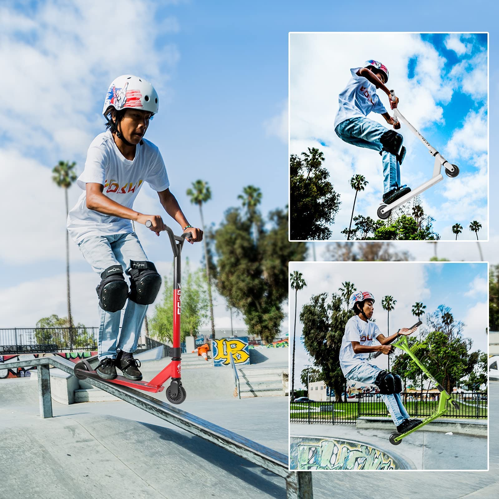VOKUL Complete Pro Scooter for Kids Boys Girls Teens Up 6 Years - Freestyle Tricks Pro Stunt Scooter - High Performance Gift for Skatepark Street Tricks
