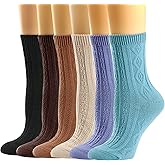 Mcool Mary Womens Crew Socks, Casual Knit Cotton Warm Comfy Breathable Cool Dress Socks for Girls 6 Pack