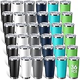 Sieral 36 Packs Stainless Steel Tumbler Bulk with Lid Vacuum Double Wall Insulated Travel Coffee Mug Powder Coated Tumbler Cup for Graduation Wedding Christmas Birthday Party(Multicolor, 20 oz)