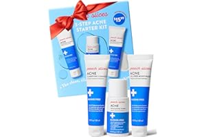 Peach Slices - 3-Step Acne Starter Kit (3 Products) - Skin Care Set - 1 Toner, 1 Cleanser, 1 Oil Free Moisturizer - 2% Salicylic Acid & Botanicals - Vegan & Cruelty Free - Korean Skin Care & Beauty