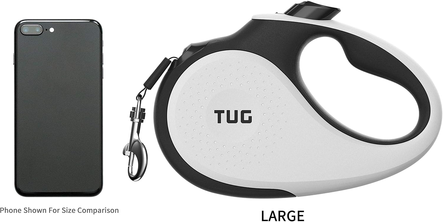 TUG Patented 360° Tangle-Free, Heavy Duty Retractable Dog Leash for Up to 110 lb Dogs; 16 ft Strong Nylon Tape/Ribbon; One-Handed Brake, Pause, Lock … : Pet Supplies