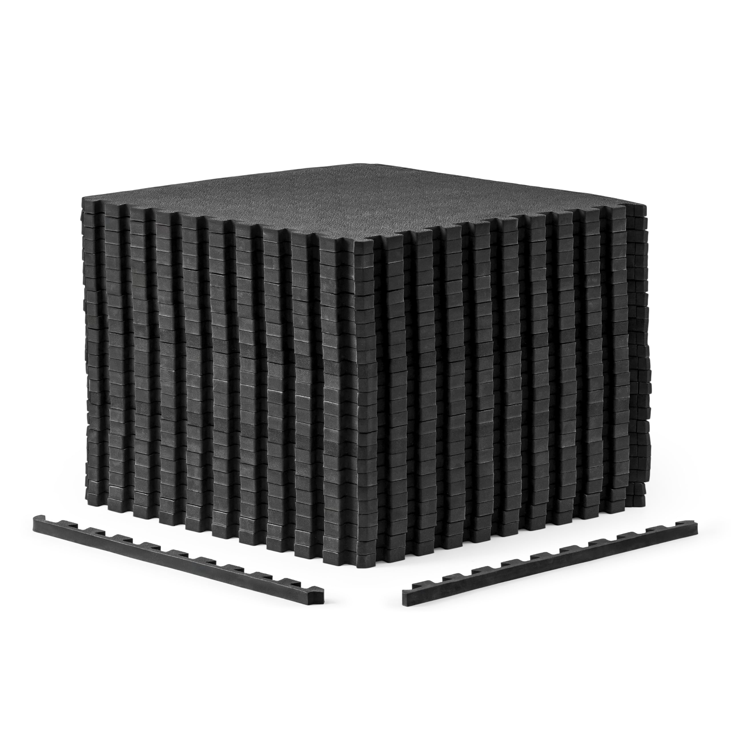 CAP Barbell 3/4-Inch Interlocking EVA Foam Exercise Puzzle Mat Home Gym Flooring - 4 Pack | 24" x 24" x 3/4" | Pebble Pattern - Black Image