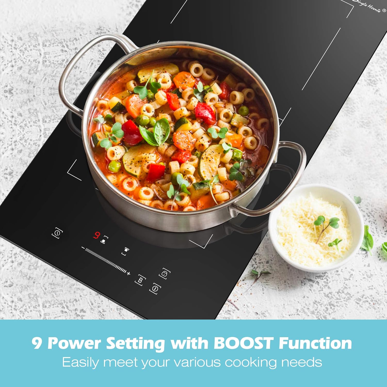 Induction Hob 2 Zone, Inset Electric Induction Cooktop 3500W, Flexi