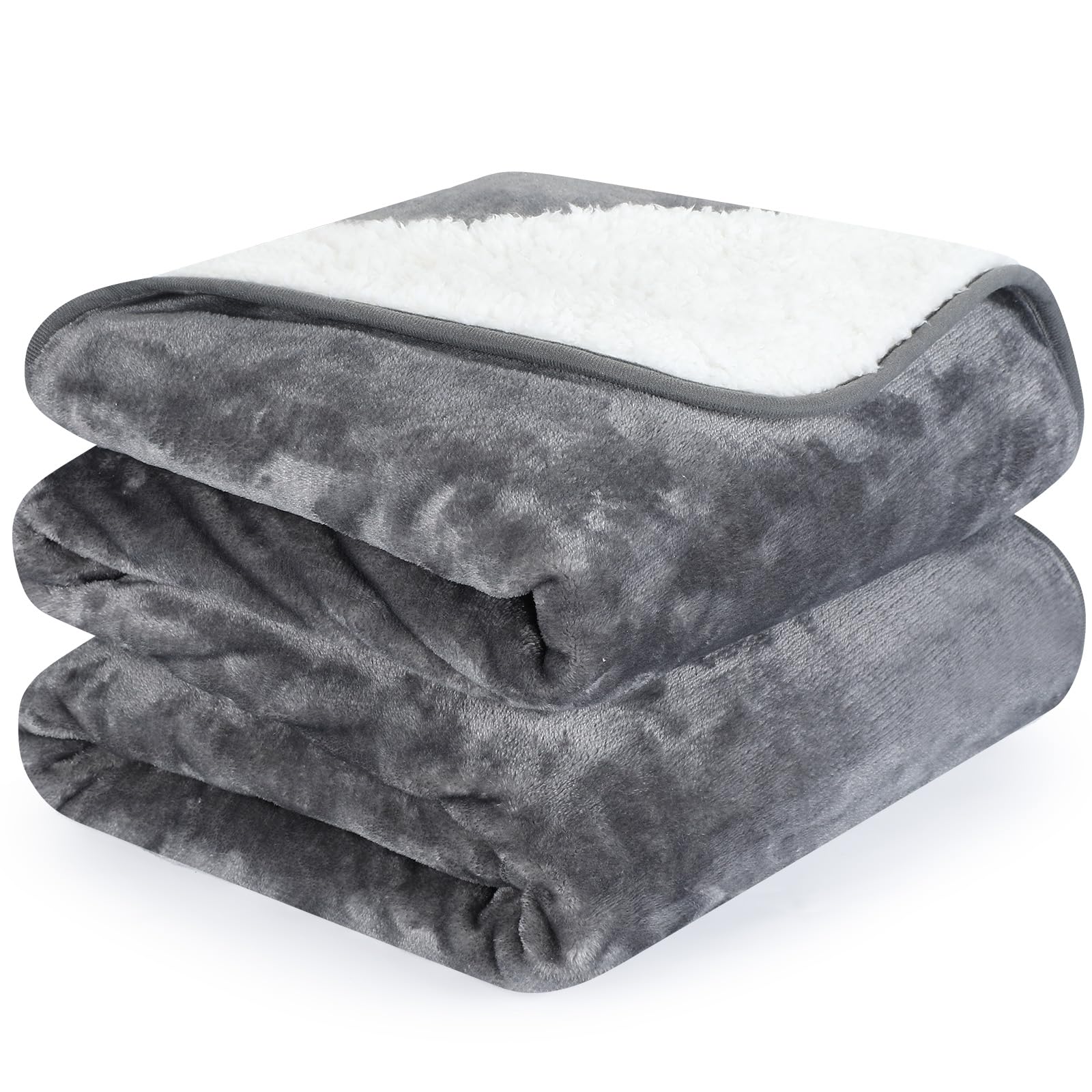 PETTOM Dog Blanket Waterproof Washable Reversible Flannel & Sherpa Pet Throw Dog Blankets for Medium Large Dogs, Protects Sofa Bed, Fluffy Soft Plush Throws 152 x 127 cm (60 x 50 in)