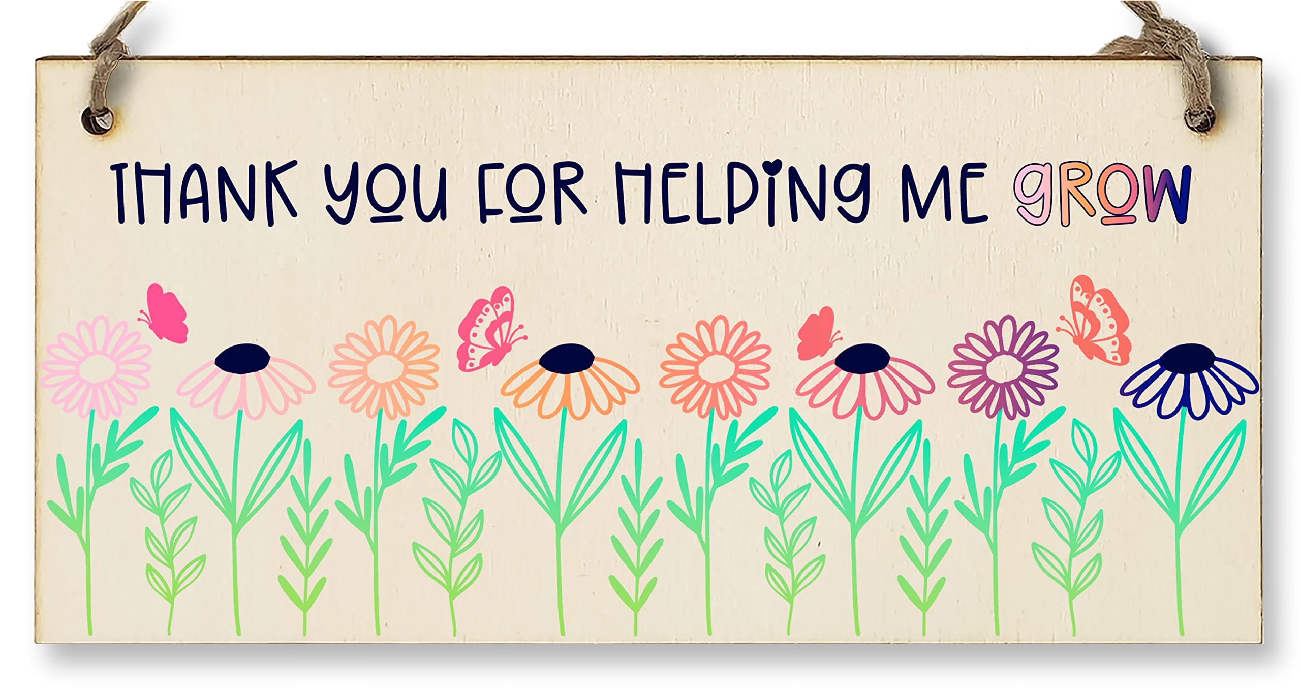 Thank You For Helping Me Grow Handmade Wooden Hanging Wall Plaque Gift Decoration Teacher Teaching Assistant End of Term
