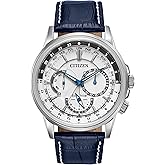 Citizen Men's Eco-Drive Calendrier Classic Watch, 12/24 Hour Time, 3-Hand Day and Date, Chronograph, Luminous Hands